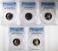 5- PROOF WASHINGTON QUARTERS, ALL GRADED BY PCGS