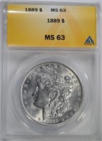 1889 MORGAN DOLLAR ANACS MS 63