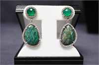 Sterling Earrings With Green Stones