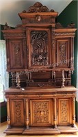 19th Century Ornate Carved French Chateau Cabinet