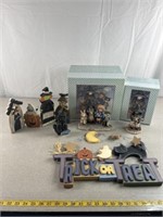 Halloween decorations, including wood signs,
