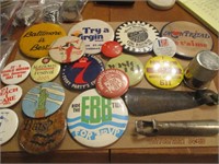 Misc. Lot- Pin Adv. Buttons, Thimble Shot