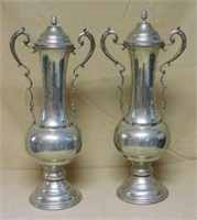 Large Coutada Portugal Pewter Lidded Vessels.