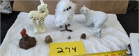 Porcelain animals in fur owl. See picture