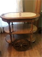 Wooden Serving Cart with Marble top