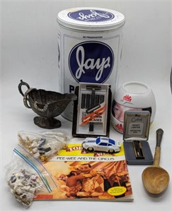 (DD) Jays potato chip tin, jewelry, and more