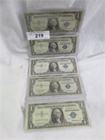 (5) 1957 $1 SILVER CERTIFICATES