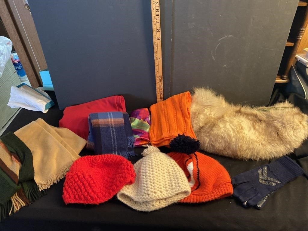 Bag of scarves & hats- see pictures