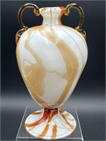 ART GLASS VASE WITH APPLIED HANDLES