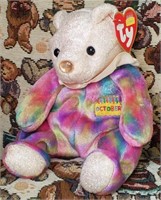 October (Neck Ruffle) Birthday Bear - Beanie Baby