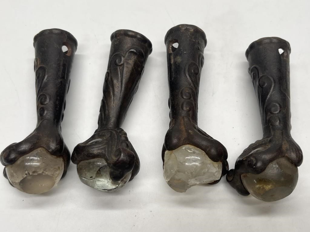 Set of (4) Antique Cast Iron Claw and Ball