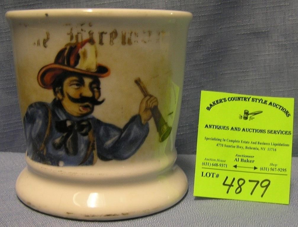 Antique fireman shaving mug