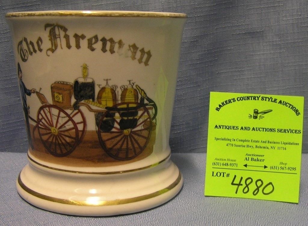 Antique fireman shaving mug