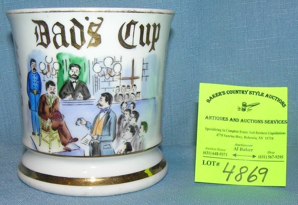 Antique shaving mug titled Dads Cup