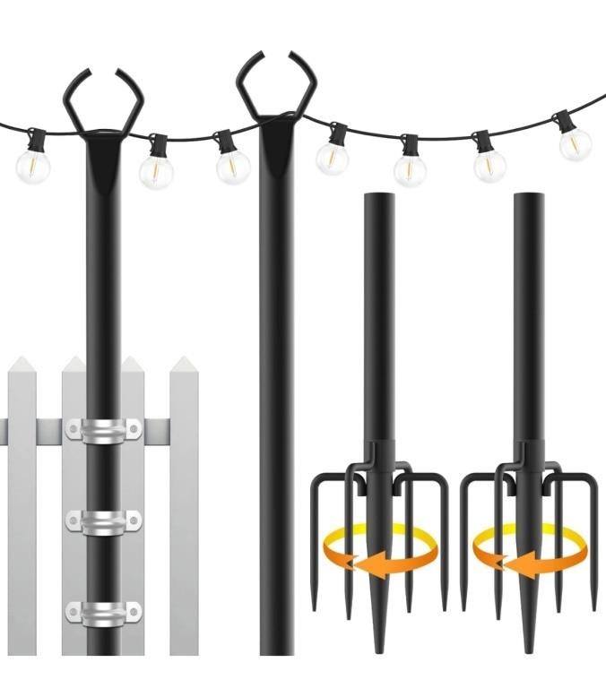 Uhinoos string light poles for patio in silver