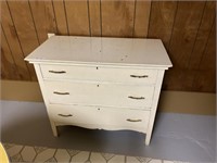 3 Drawer Oak Chest Painted White 19x38x33H