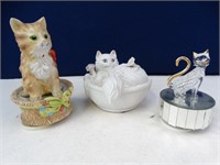 (3) Various Cat Music Boxes