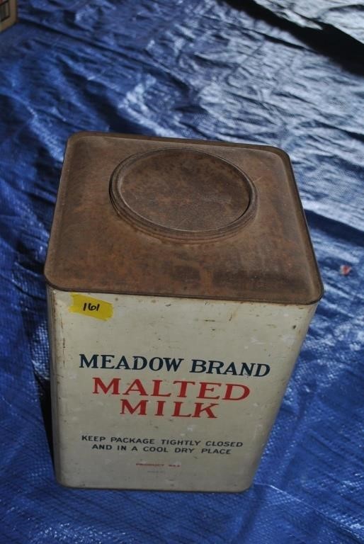 Large tin Gordon's Meadow brand Malted Milk