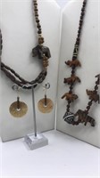 Wood Necklaces And Earrings Lot