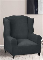 MAXIJIN Jacquard Wingback Chair Cover - Dark Grey
