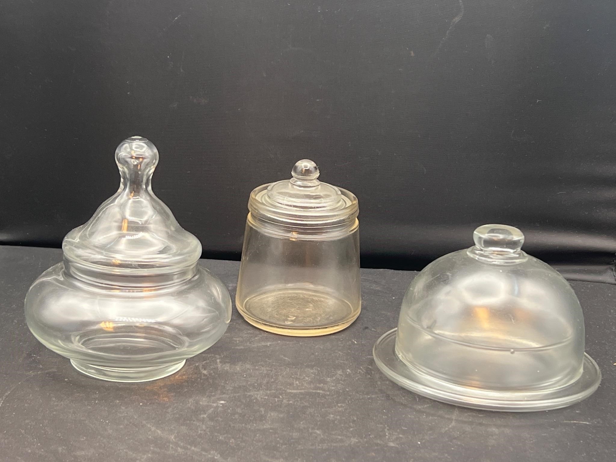 Vintage Small Clear Glass Apothecary Jar & more
