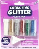 6 Pack of Extra Fine Glitter with Funnel