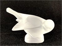 Lalique France Crystal Sparrow Bird, Signed