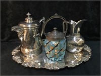 2 - Ornate Hard White Metal Coffee and Water