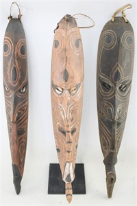 3 Papua New Guinea Sepik Tribal Masks