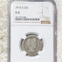 1915-S Barber Silver Quarter NGC - G4
