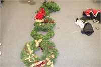 Lot Christmas Wreaths and Garland