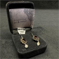 Treasures of India Garnet & Moonstone Earrings