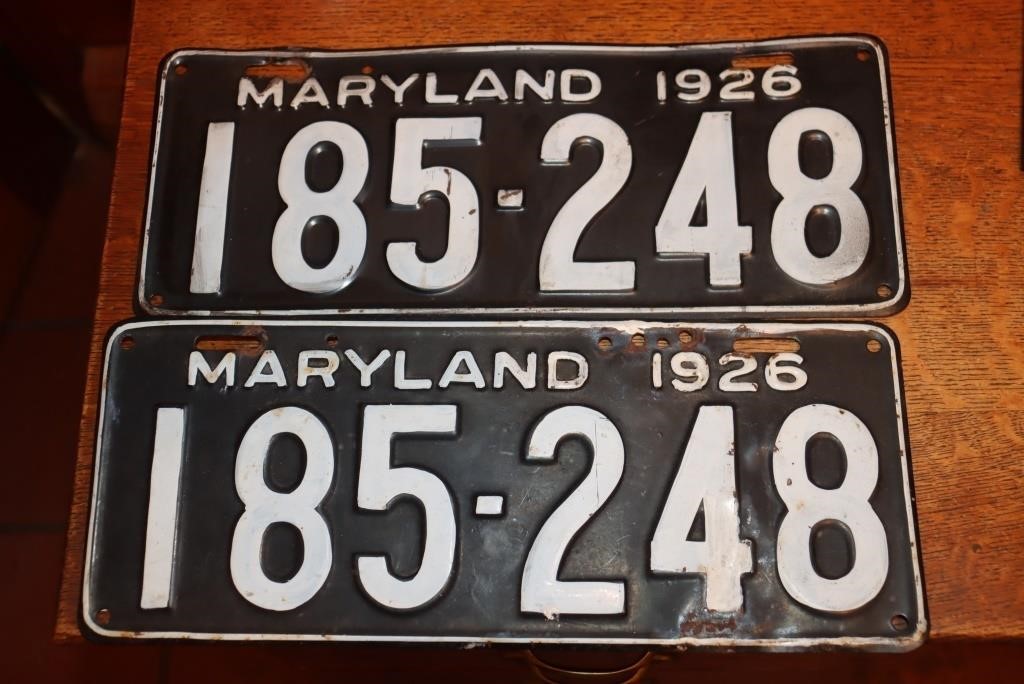 Pair of Maryland 1926 tags