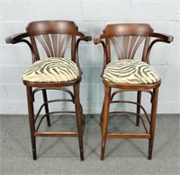2x The Bid Solid Wood Upholstered Stools
