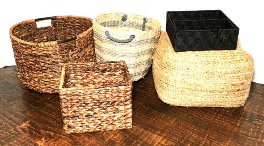 Wicker Footrest and Baskets