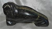Inuit Carved Walrus Soapstone Signed
