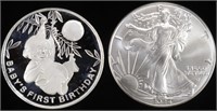 1 OZ .999 SILVER 2024 FIRST BDAY ROUND & 2024 ASE