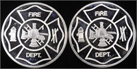 (2) 1 OZ .999 SILVER FIRE DEPARTMENT ROUNDS