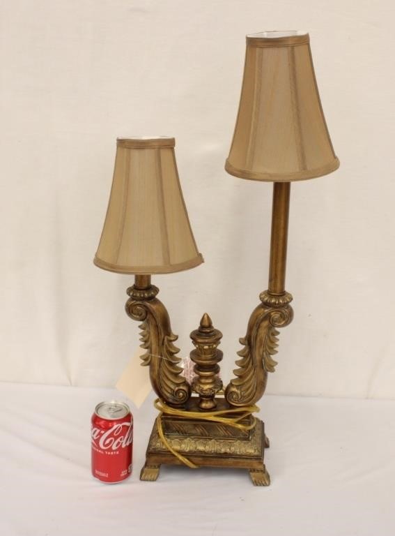 28" Tall Double Lamp w/ Snap on Shades