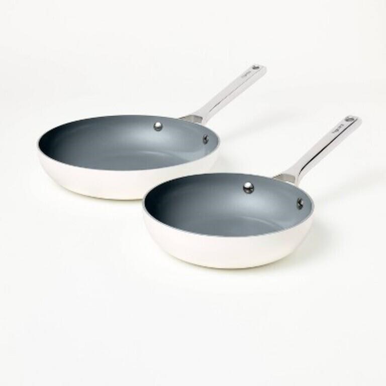 2pk (8 & 10) Nonstick Frypan Set - Cream