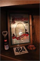 Framed Budweiser Decor, Coasters & Bottle