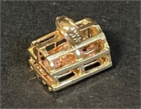 CUTE 14K YELLOW GOLD CHARM - LOBSTER TRAP