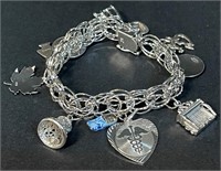 SWEET VINTAGE STERLING CHARM BRACELET W CHARMS