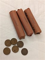 3 Rolls Wheat Pennies, Dates Unchecked