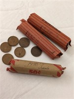 3 Rolls 1940's, 50's Wheat Pennies