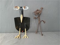 2x The Bid Metal Animal Art - Cat And Bird