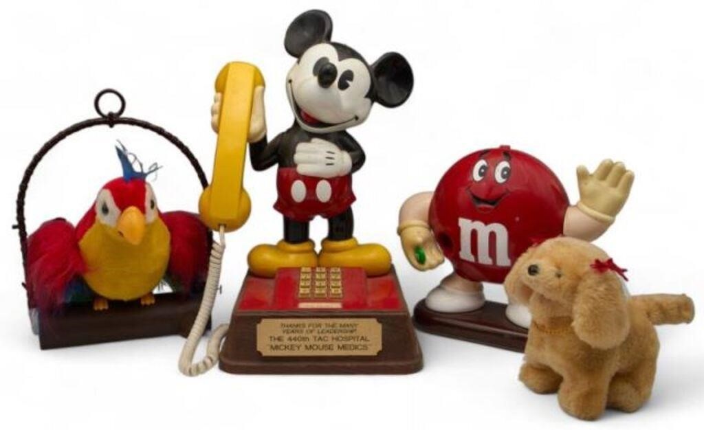 Vintage Novelty Lot - Mickey Mouse Phone, M&Ms.