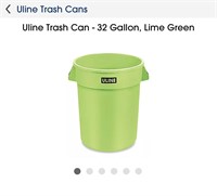 Uline Trash Can - 32 Gallon, Lime Green