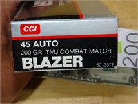 45 Auto 200gr TMJ Combat Match CCI Blazer 45rnds