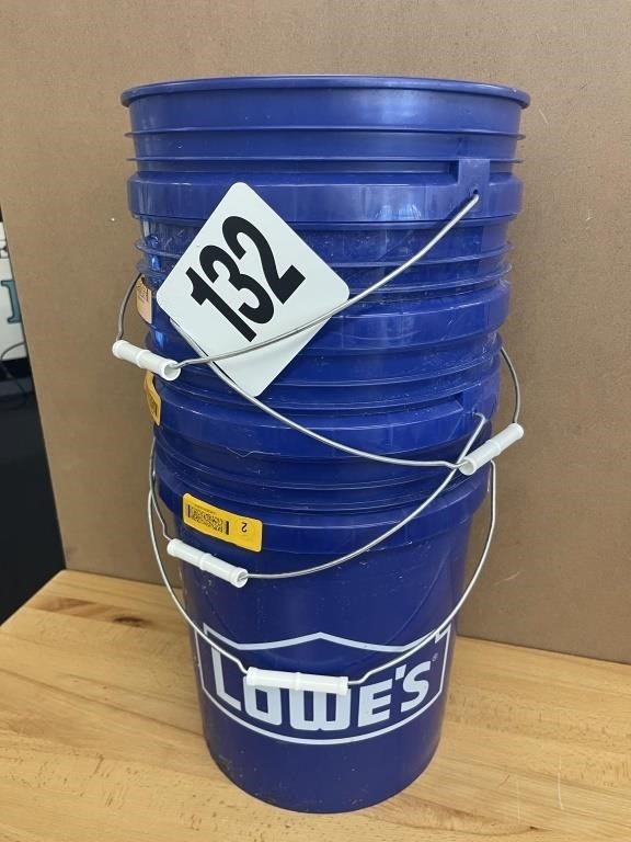 LOT OF 4 LOWES 5-GALLON BUCKETS (BLUE)